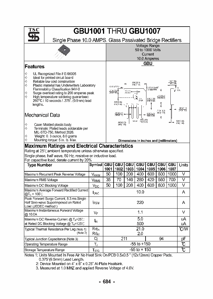 GBU1001_1129283.PDF Datasheet