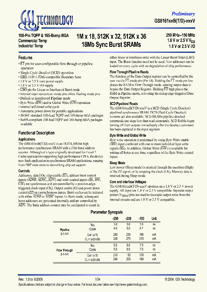 GS816118BT-150V_620390.PDF Datasheet