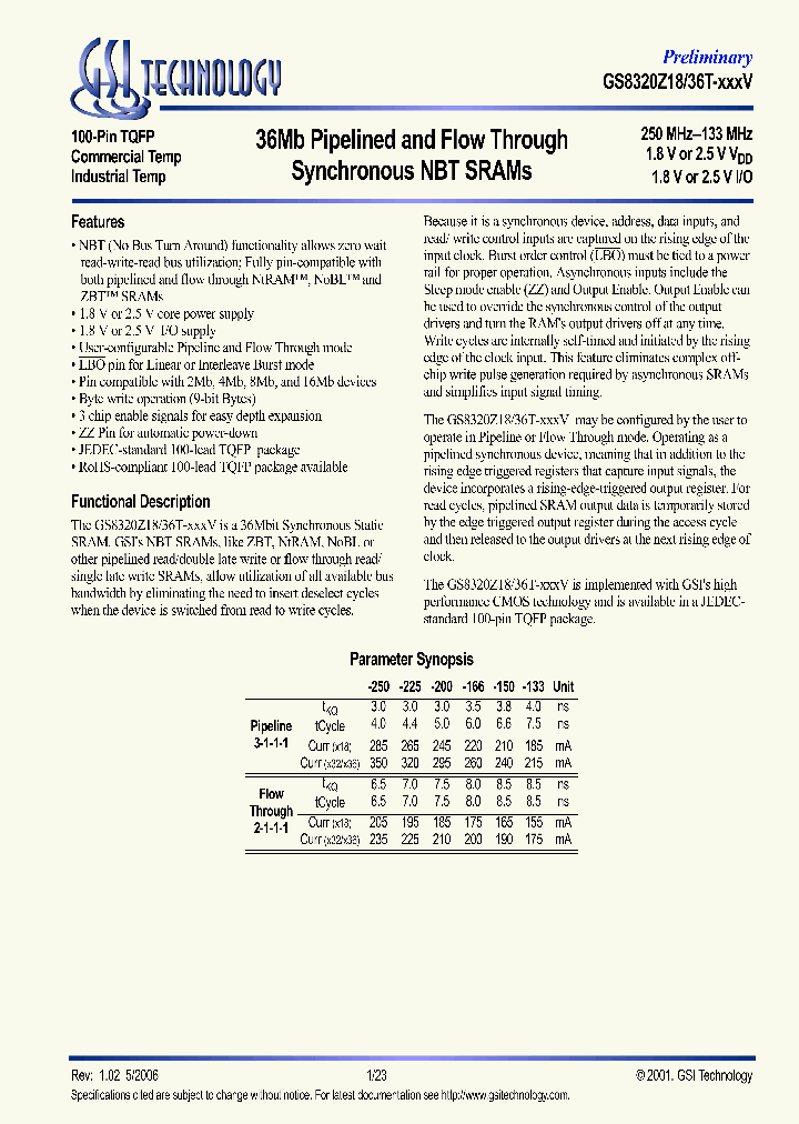 GS8320Z18T-166IV_624336.PDF Datasheet