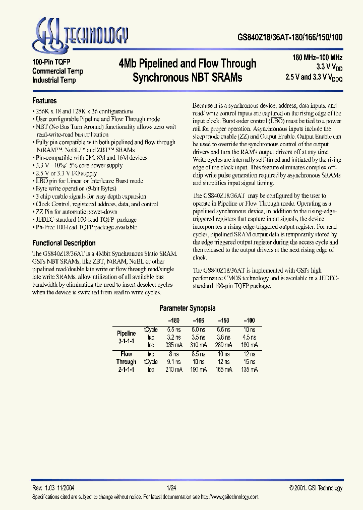 GS840Z18AGT-166I_624080.PDF Datasheet