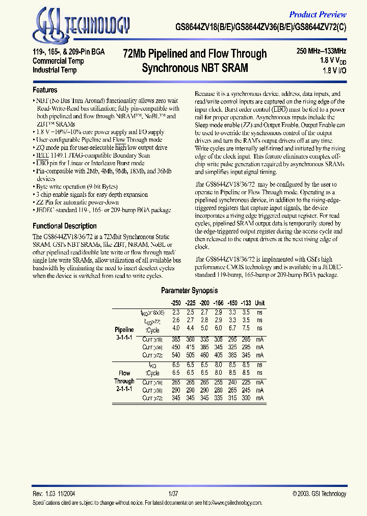 GS8644ZV18B_619402.PDF Datasheet