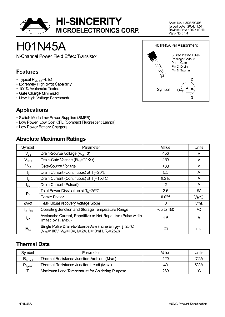 H01N45A_1246614.PDF Datasheet