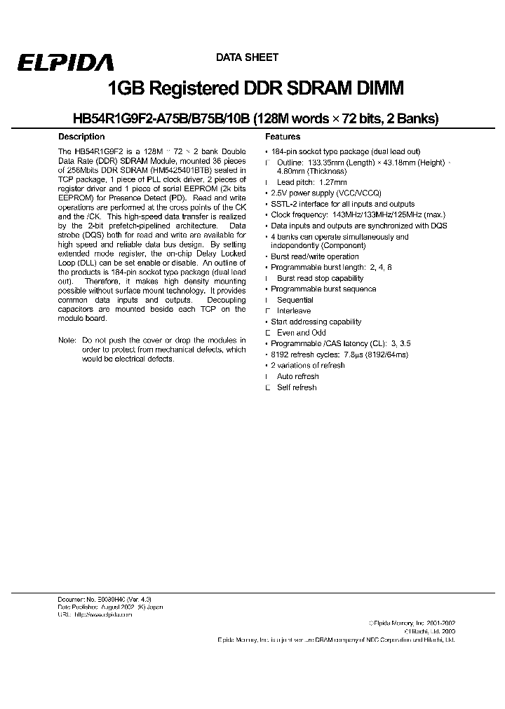 HB54R1G9F2-B75B_1247337.PDF Datasheet