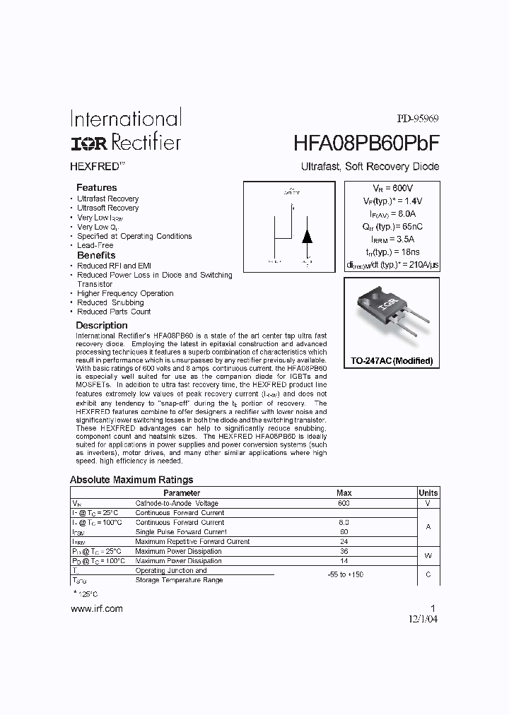 HFA08PB60PBF_1249146.PDF Datasheet