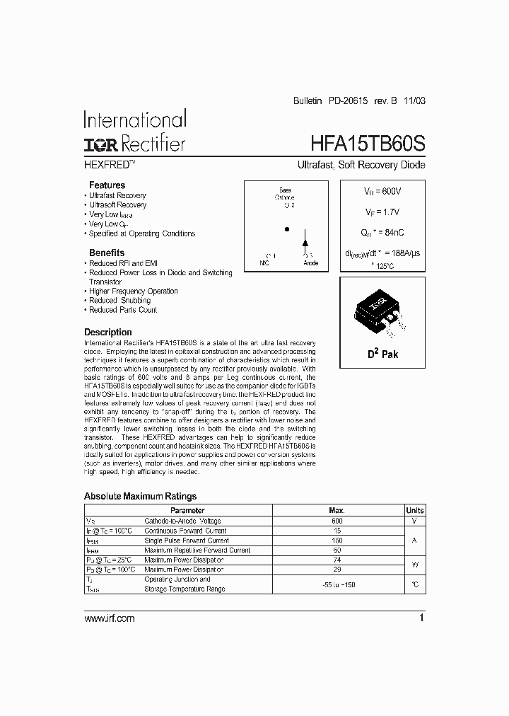 HFA15TB60S_1249215.PDF Datasheet