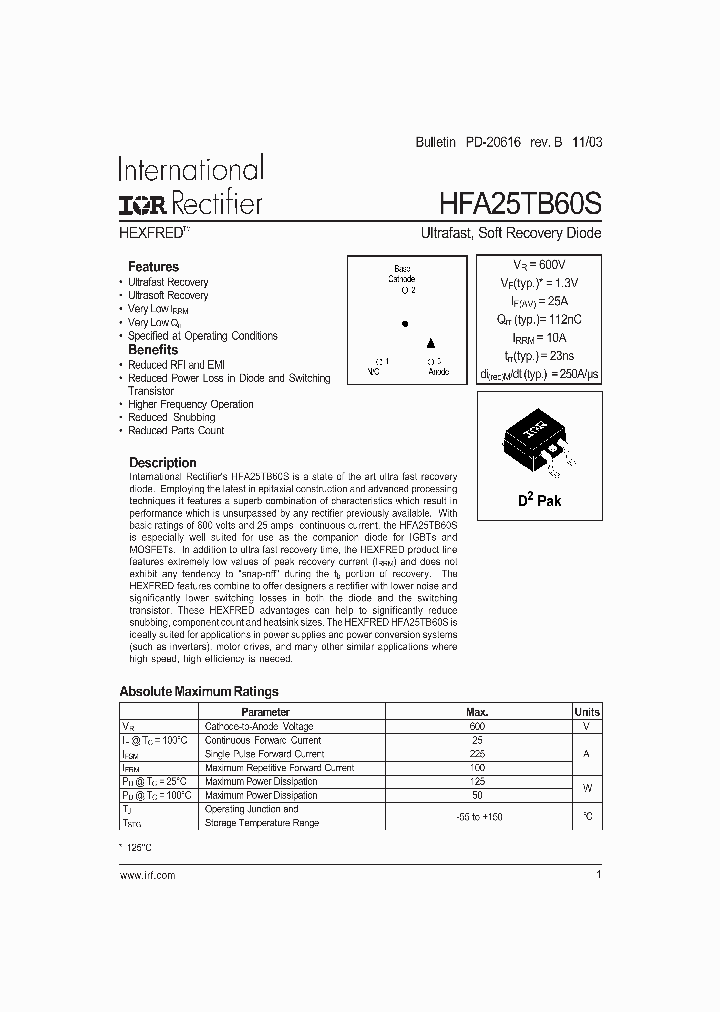 HFA25TB60S_1249229.PDF Datasheet