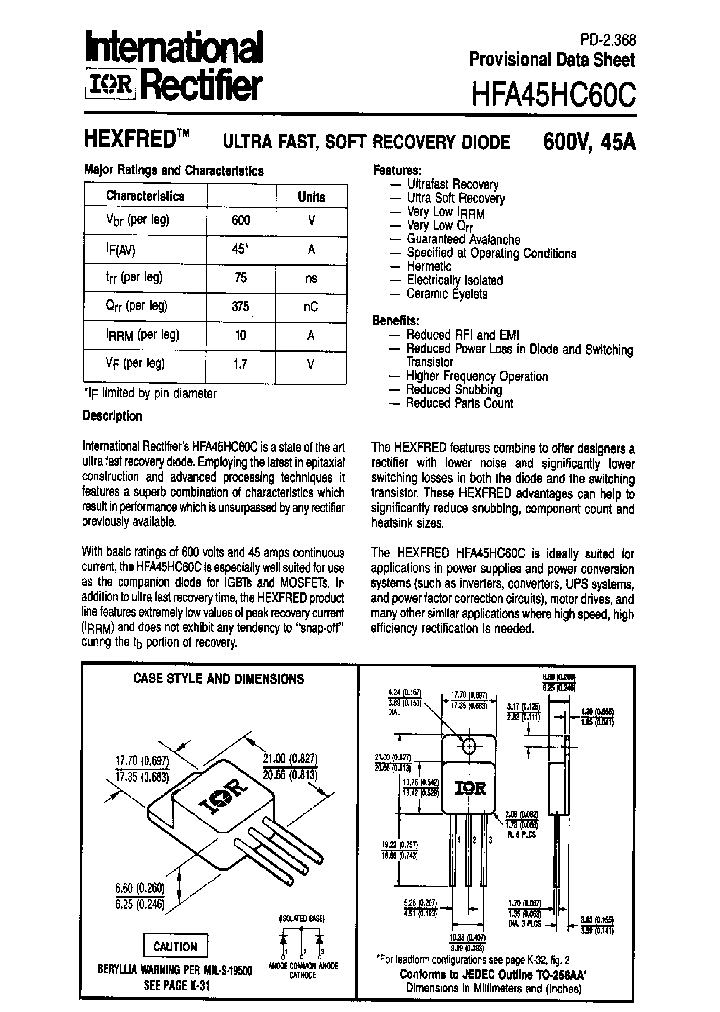HFA45HC60C_1249275.PDF Datasheet