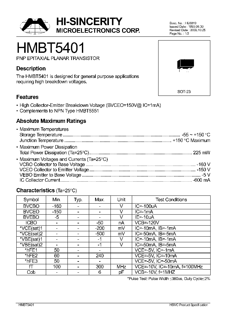 HMBT5401_1250483.PDF Datasheet