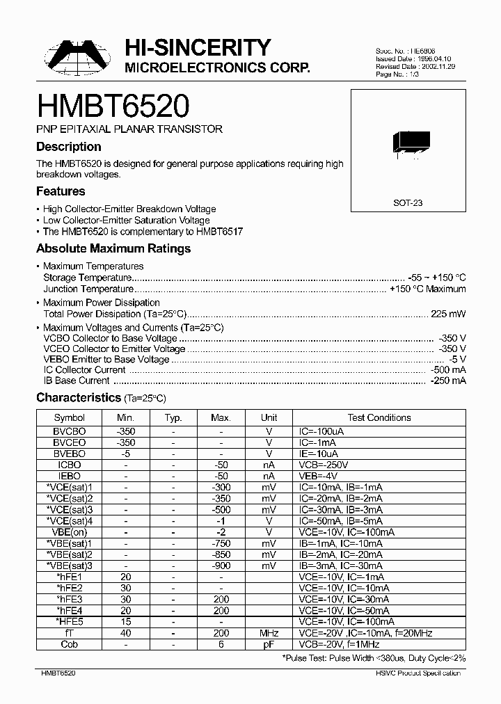 HMBT6520_1250488.PDF Datasheet