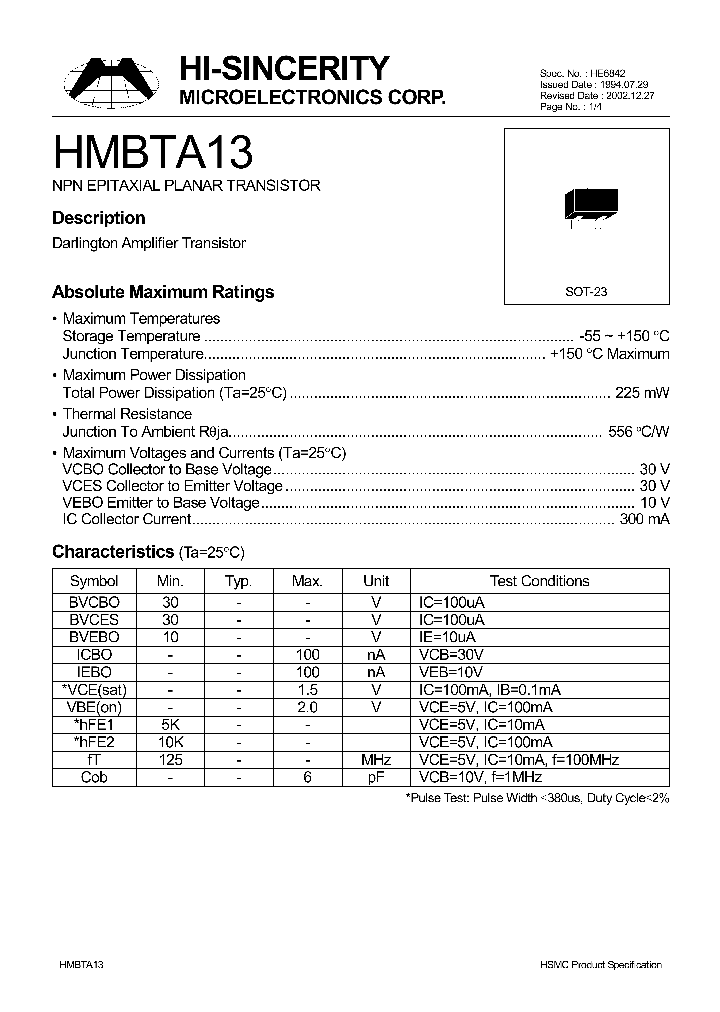 HMBTA13_1250494.PDF Datasheet