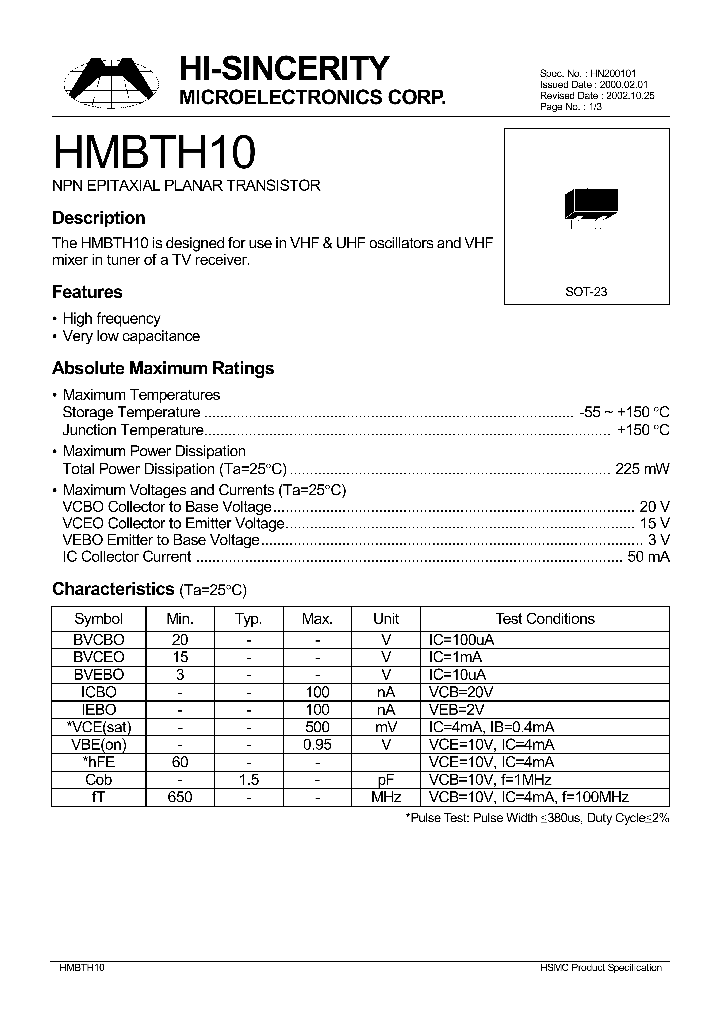 HMBTH10_1250498.PDF Datasheet