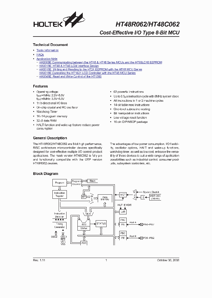 HT48R062_1163756.PDF Datasheet