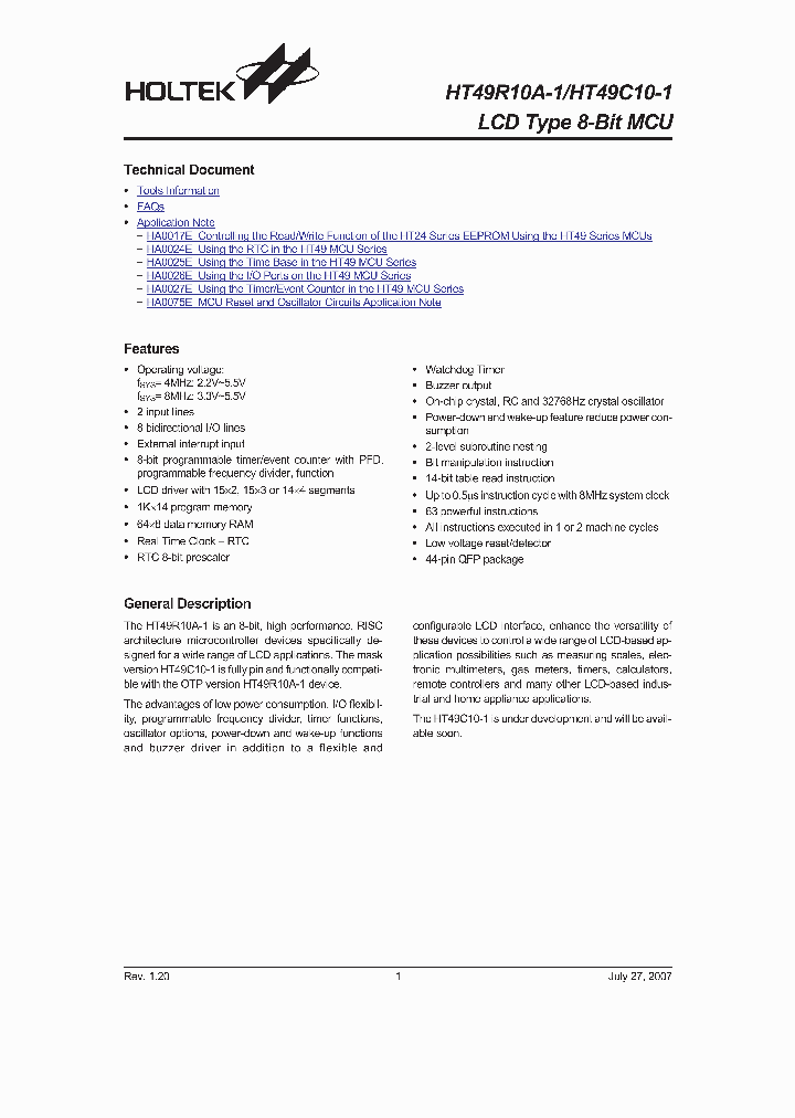 HT49R10A-1_1163198.PDF Datasheet