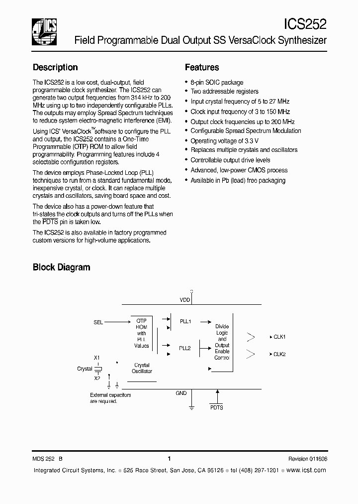 ICS252MPLF_1252762.PDF Datasheet