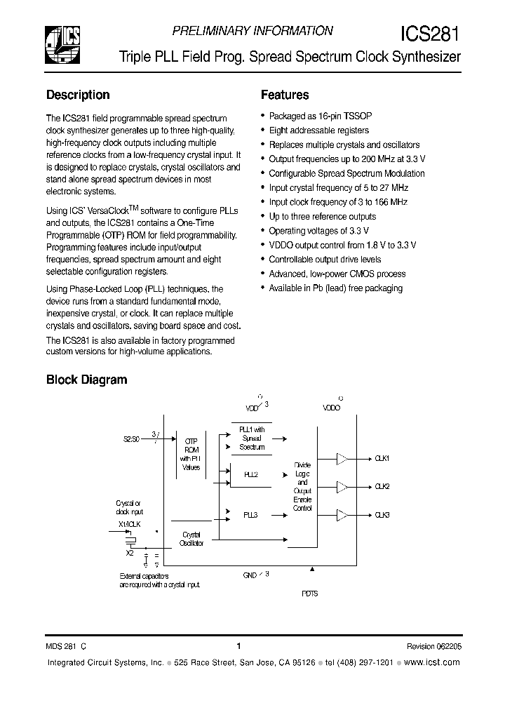 ICS281PGLF_1252770.PDF Datasheet