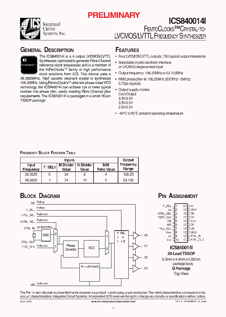 ICS840014I_1252938.PDF Datasheet
