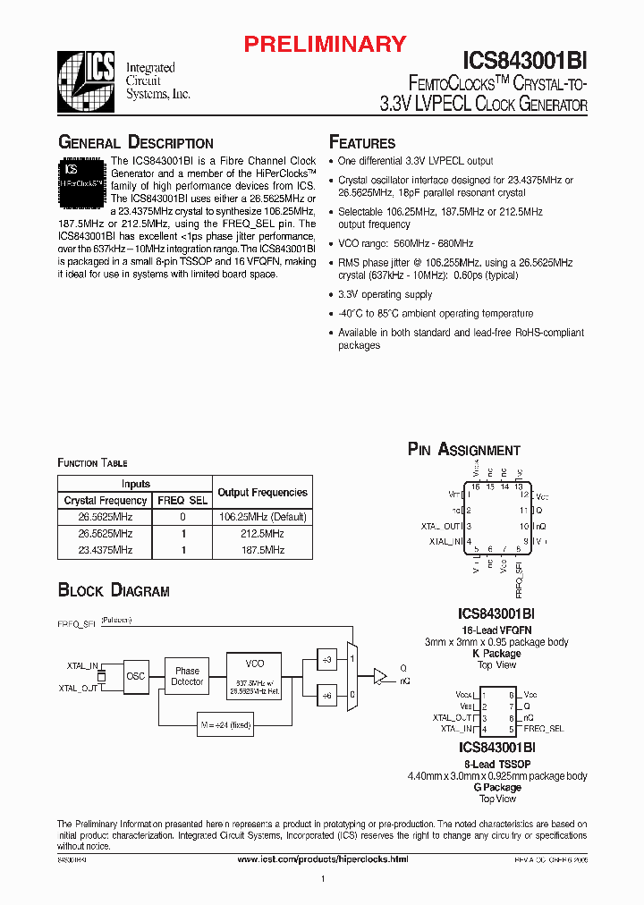 ICS843001BKIT_1252966.PDF Datasheet