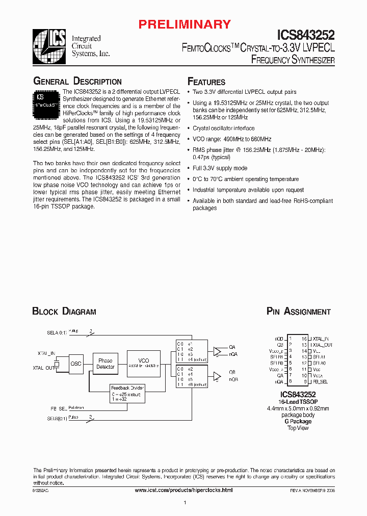 ICS843252AGT_1253020.PDF Datasheet