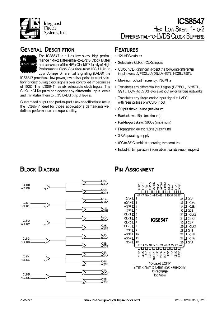 ICS8547AYT_1253139.PDF Datasheet