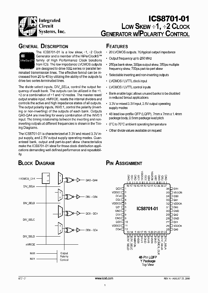 ICS8701-01YT_1253144.PDF Datasheet
