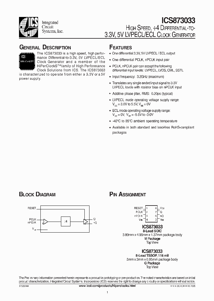 ICS873033AMT_1253150.PDF Datasheet
