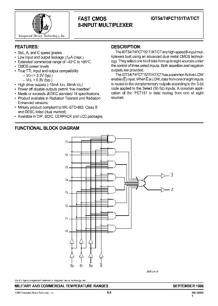 IDT54FCT151TSOB_1253609.PDF Datasheet