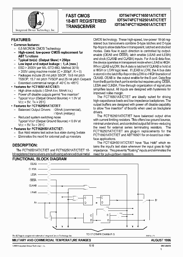 IDT74FCT16501CTPA_769327.PDF Datasheet
