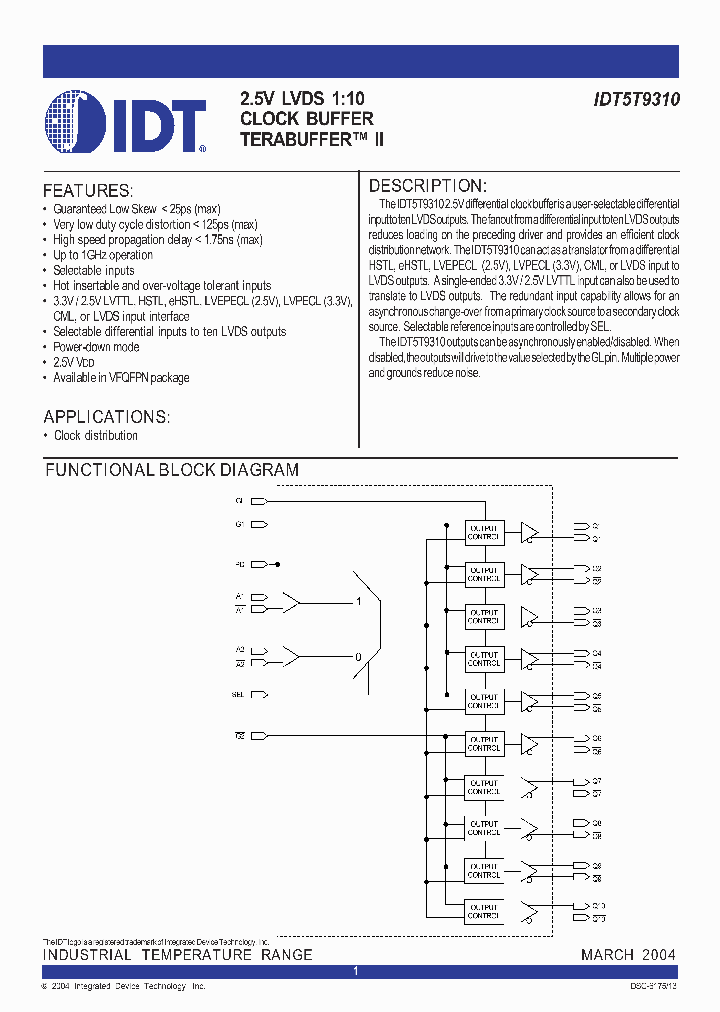 IDT5T9310NLI_1253670.PDF Datasheet