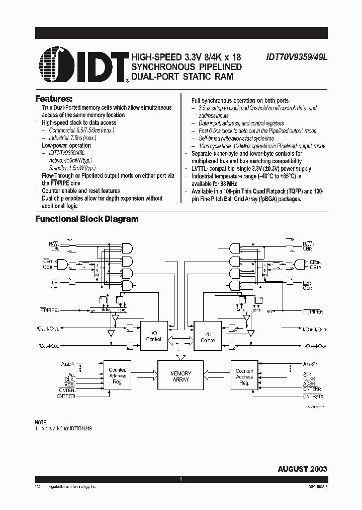 IDT70V9359L9PFI_1253789.PDF Datasheet