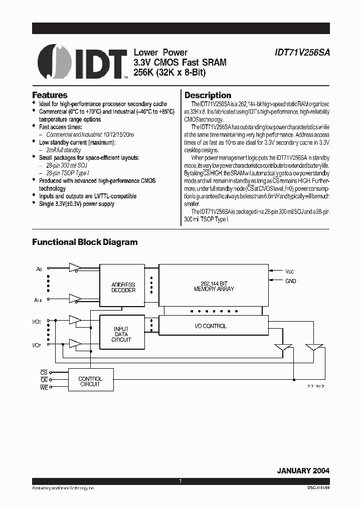 IDT71V256SA12PZG8_1073399.PDF Datasheet
