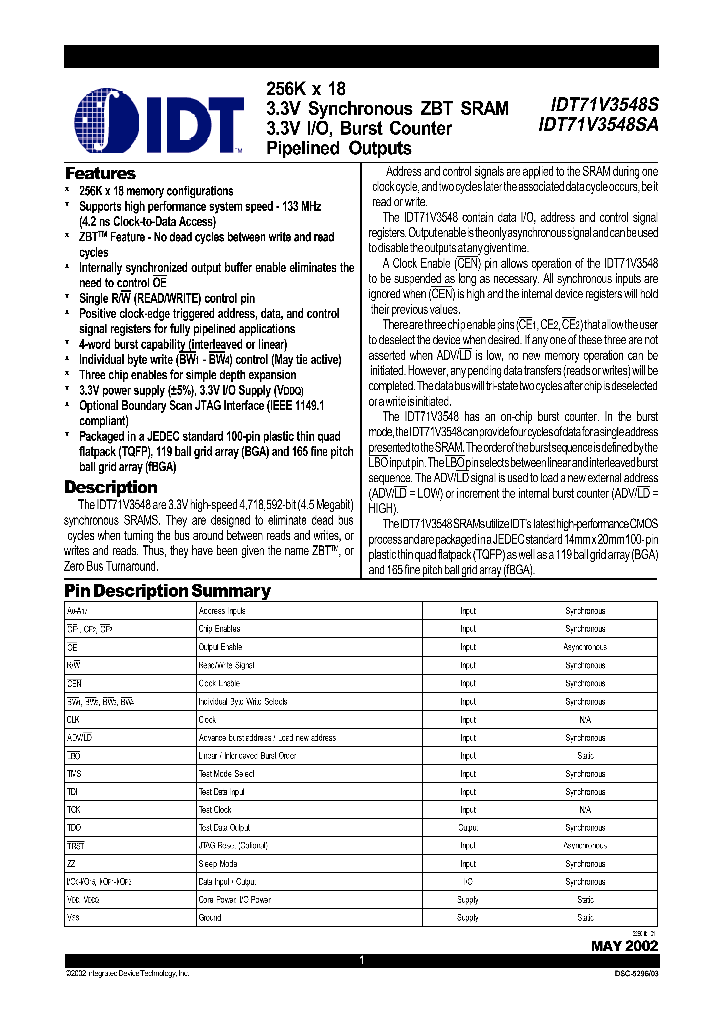 IDT71V3548SA133PFI_1253838.PDF Datasheet