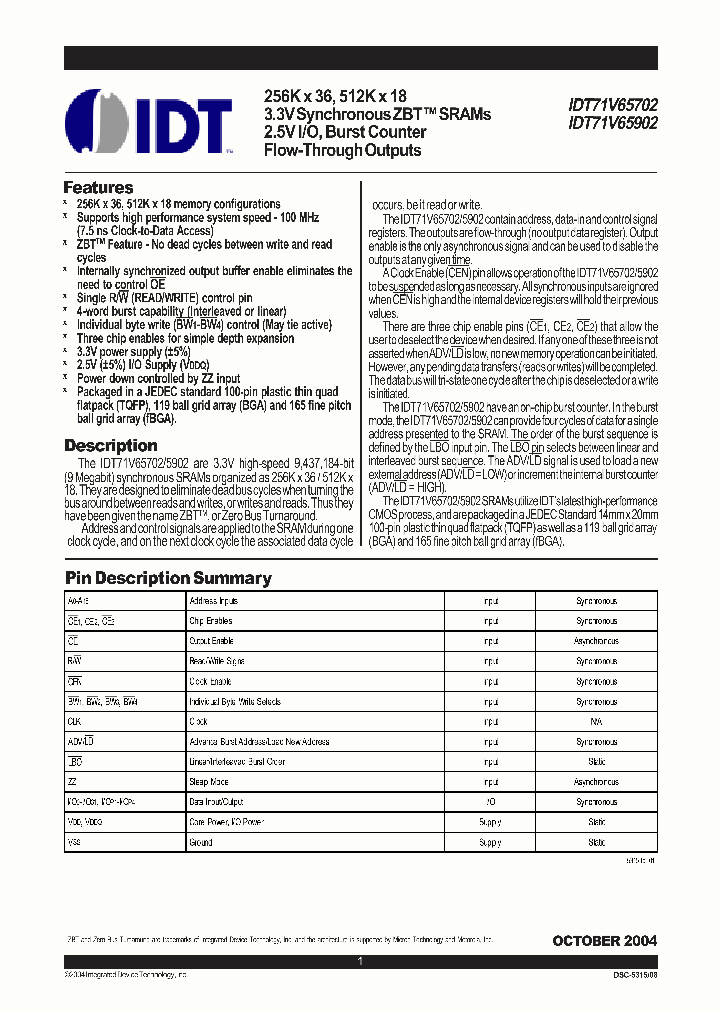 IDT71V65702_728353.PDF Datasheet