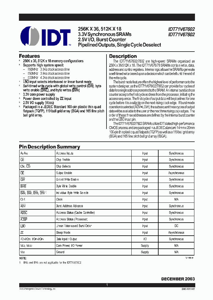IDT71V802S166PFI_1253864.PDF Datasheet