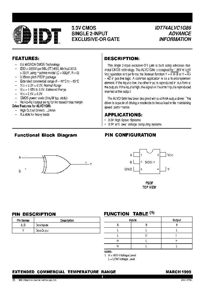IDT74LVCH1G86DY_1254097.PDF Datasheet