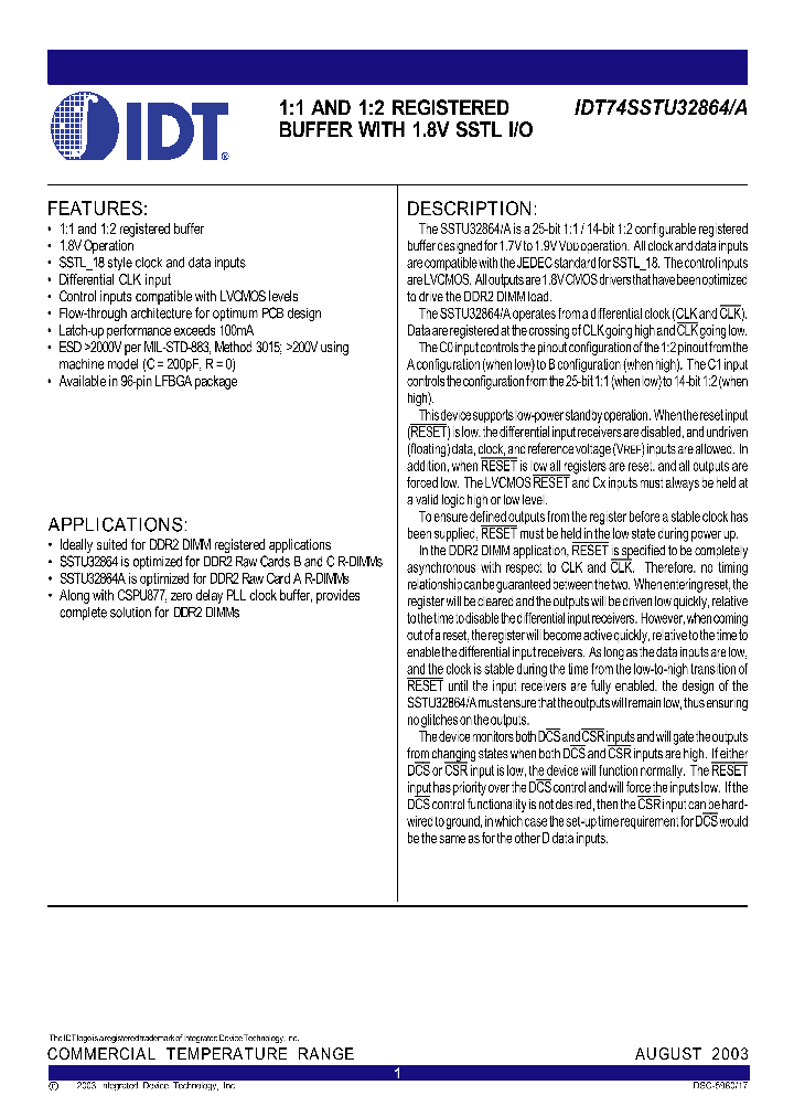 IDT74SSTU32864BFG_1254105.PDF Datasheet