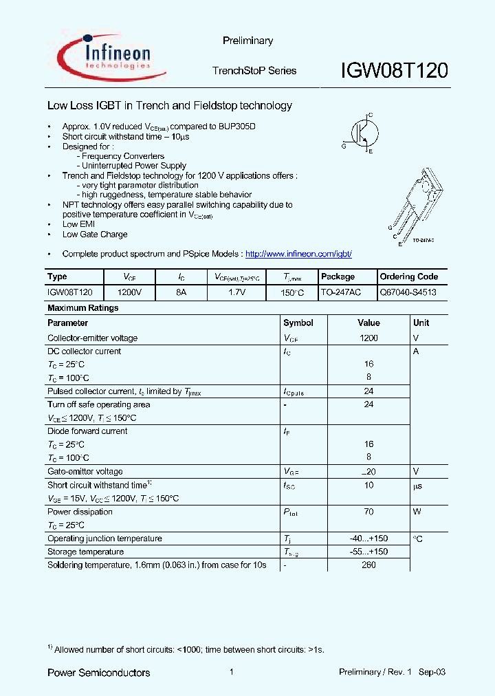 IGW08T120_1254277.PDF Datasheet