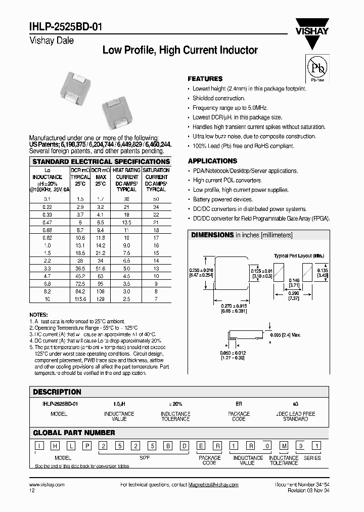 IHLP-2525BD-ER-1R0-M-01_1254300.PDF Datasheet