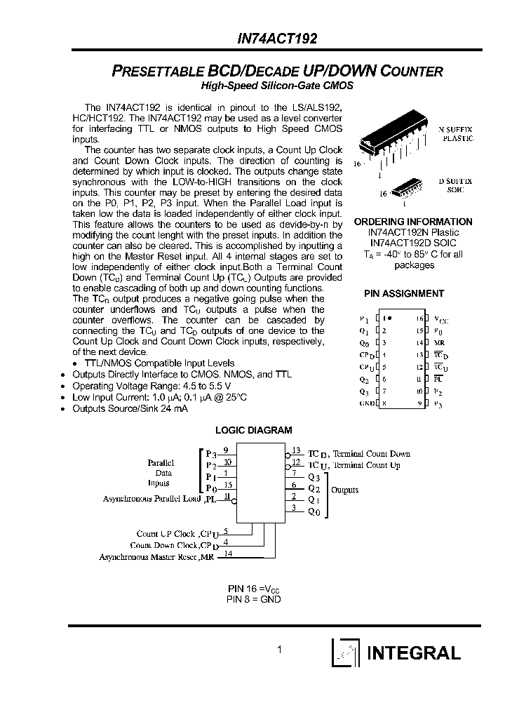 IN74ACT192N_1254734.PDF Datasheet