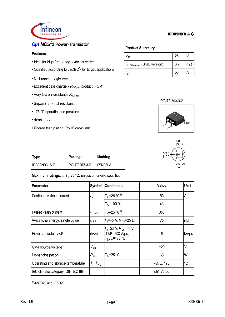 IPB09N03LAG_1255056.PDF Datasheet
