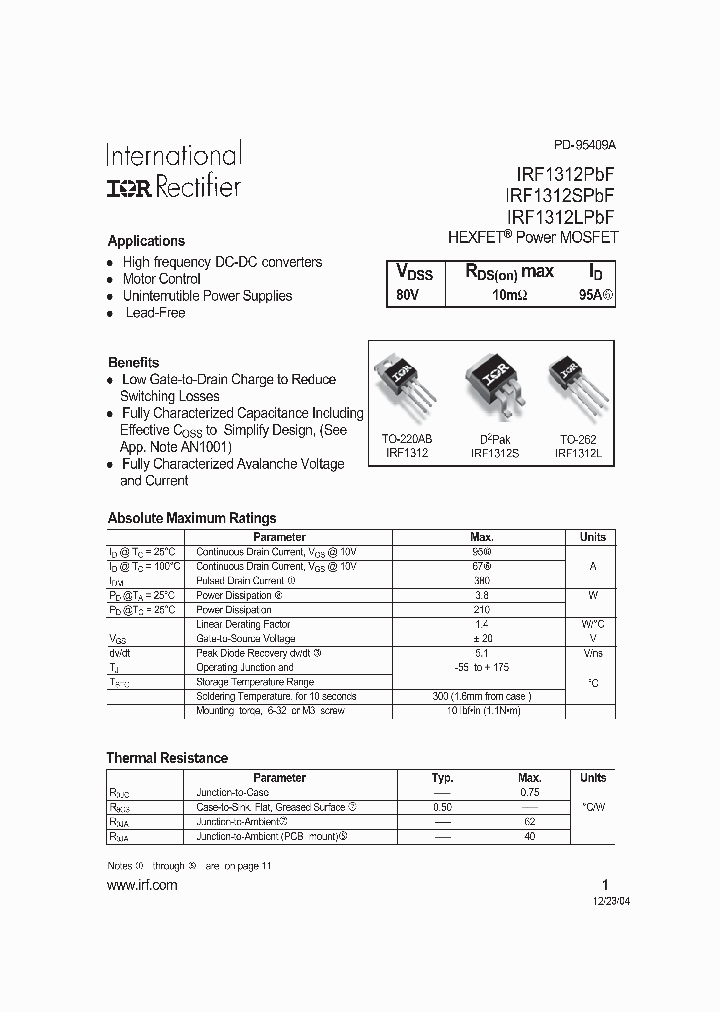 IRF1312LPBF_781845.PDF Datasheet