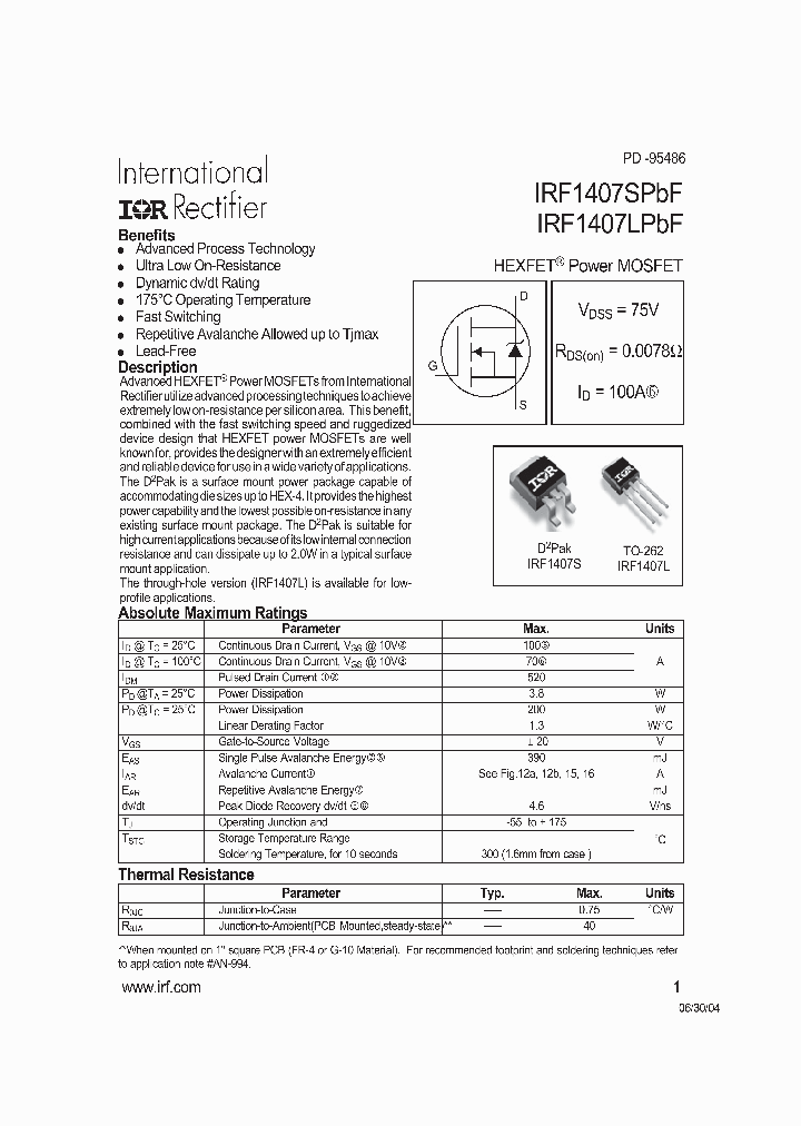 IRF1407SPBF_1184892.PDF Datasheet