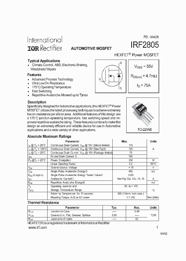 IRF2805_1255340.PDF Datasheet