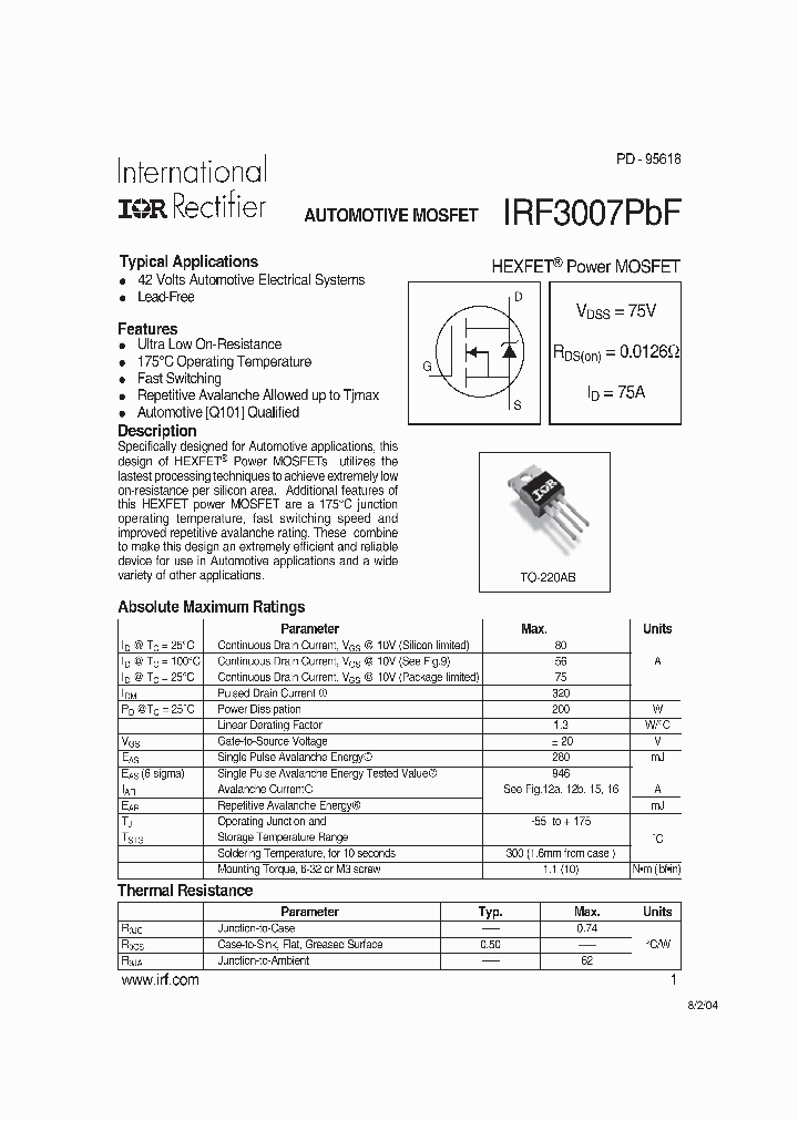 IRF3007PBF_1130461.PDF Datasheet