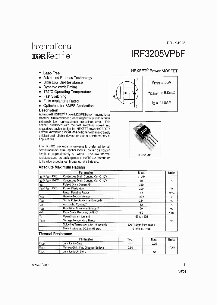 IRF3205VPBF_1132311.PDF Datasheet