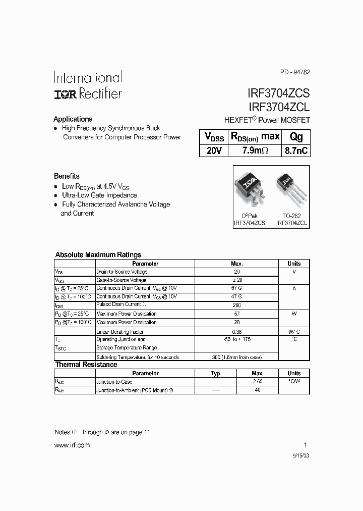 IRF3704ZCL_1023557.PDF Datasheet