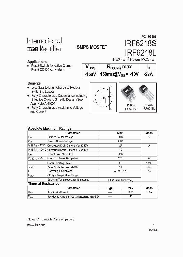 IRF6218L_849854.PDF Datasheet