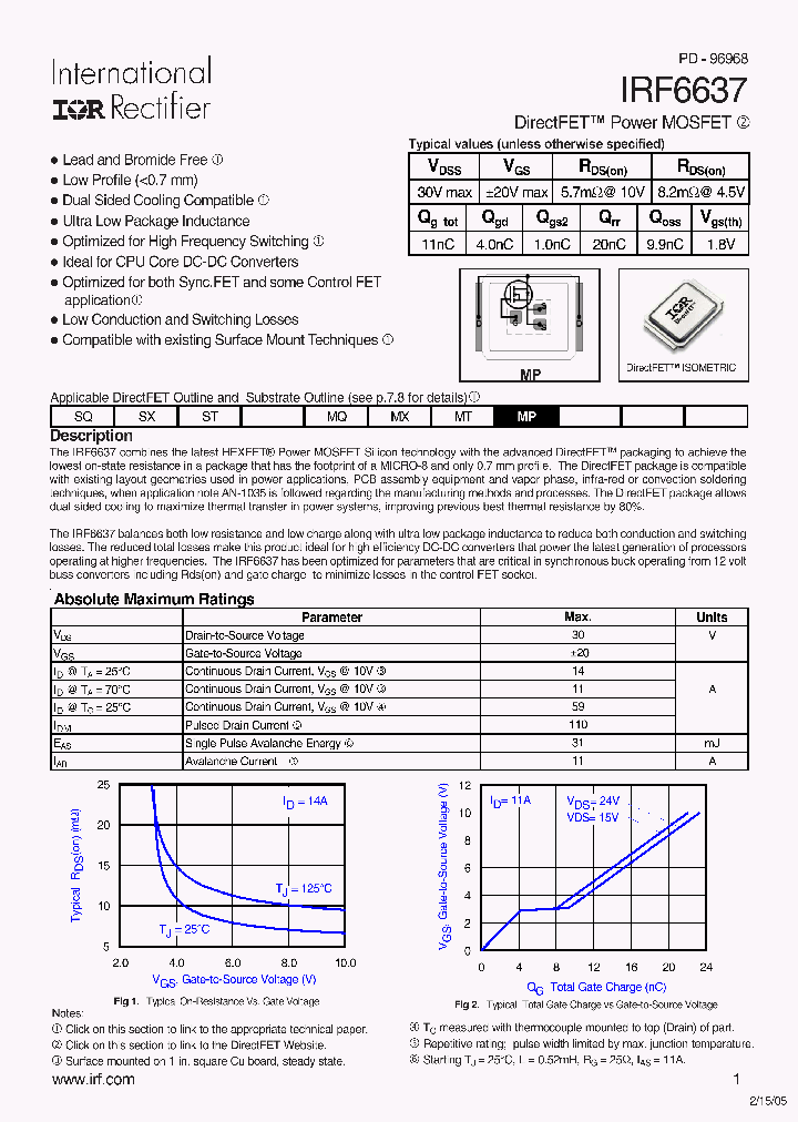 IRF6637TR1_1255522.PDF Datasheet