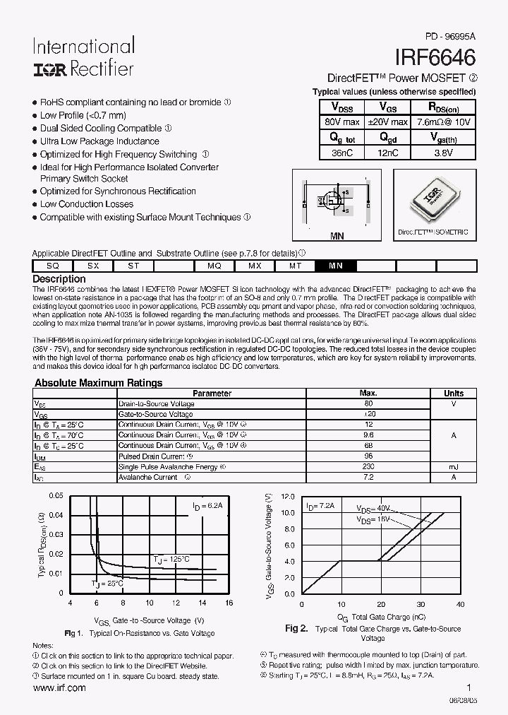 IRF6646_1255525.PDF Datasheet