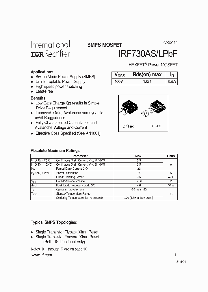 IRF730ALPBF_703462.PDF Datasheet