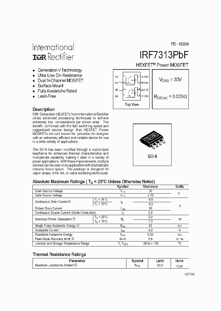 IRF7313PBF_1255557.PDF Datasheet